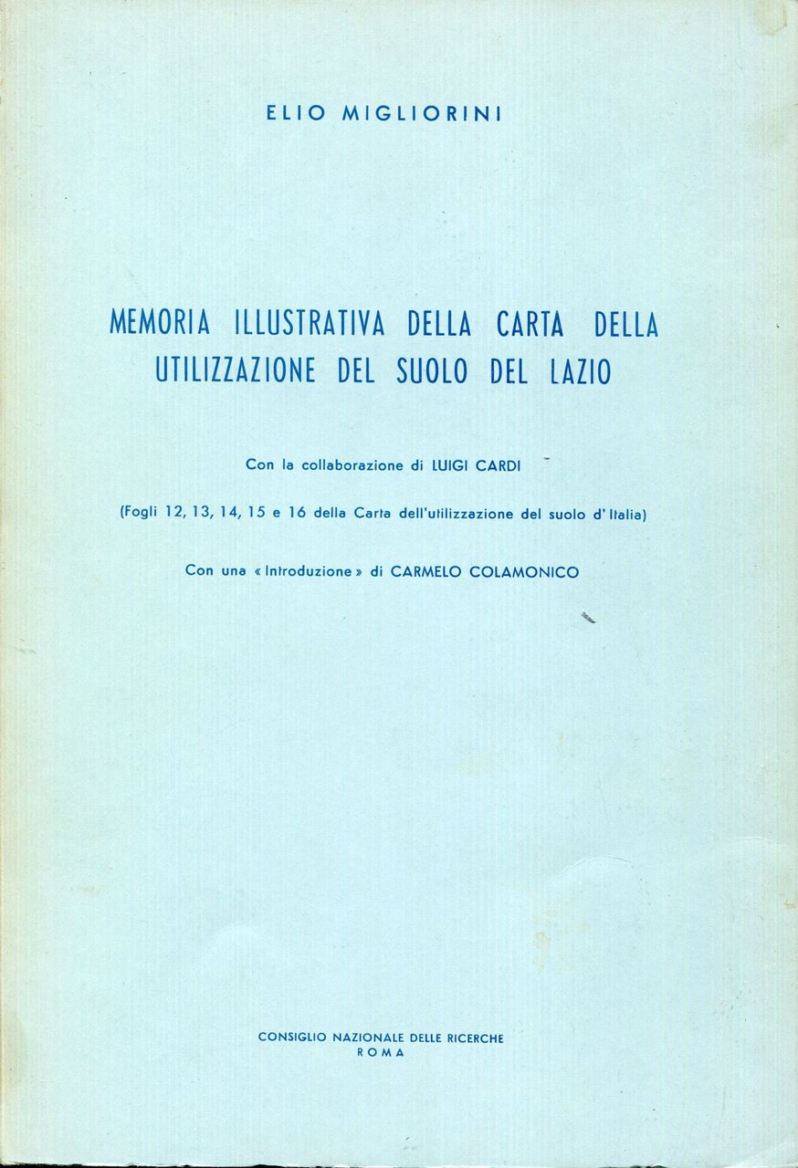 Memoria illustrativa della carta della utilizzazione del suolo del Lazio … | Immagine principale