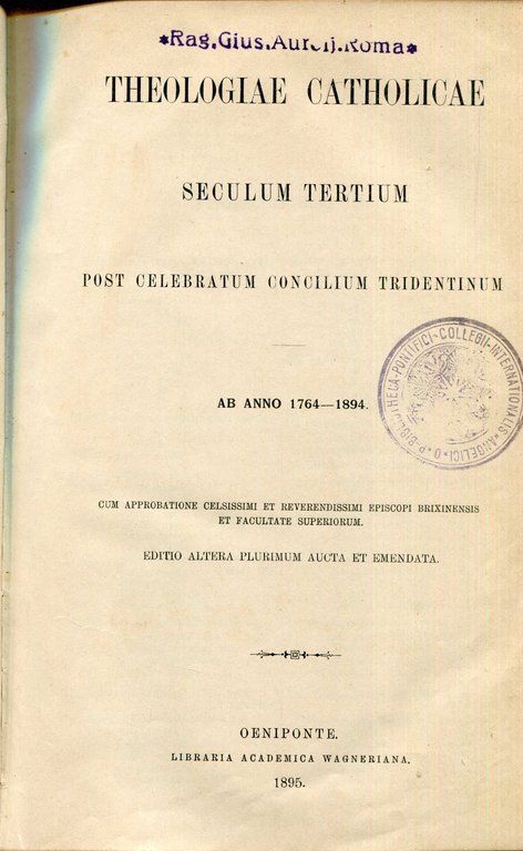 Nomenclator literarius recentioris theologiae catholicae theologos exhibens qui inde a …