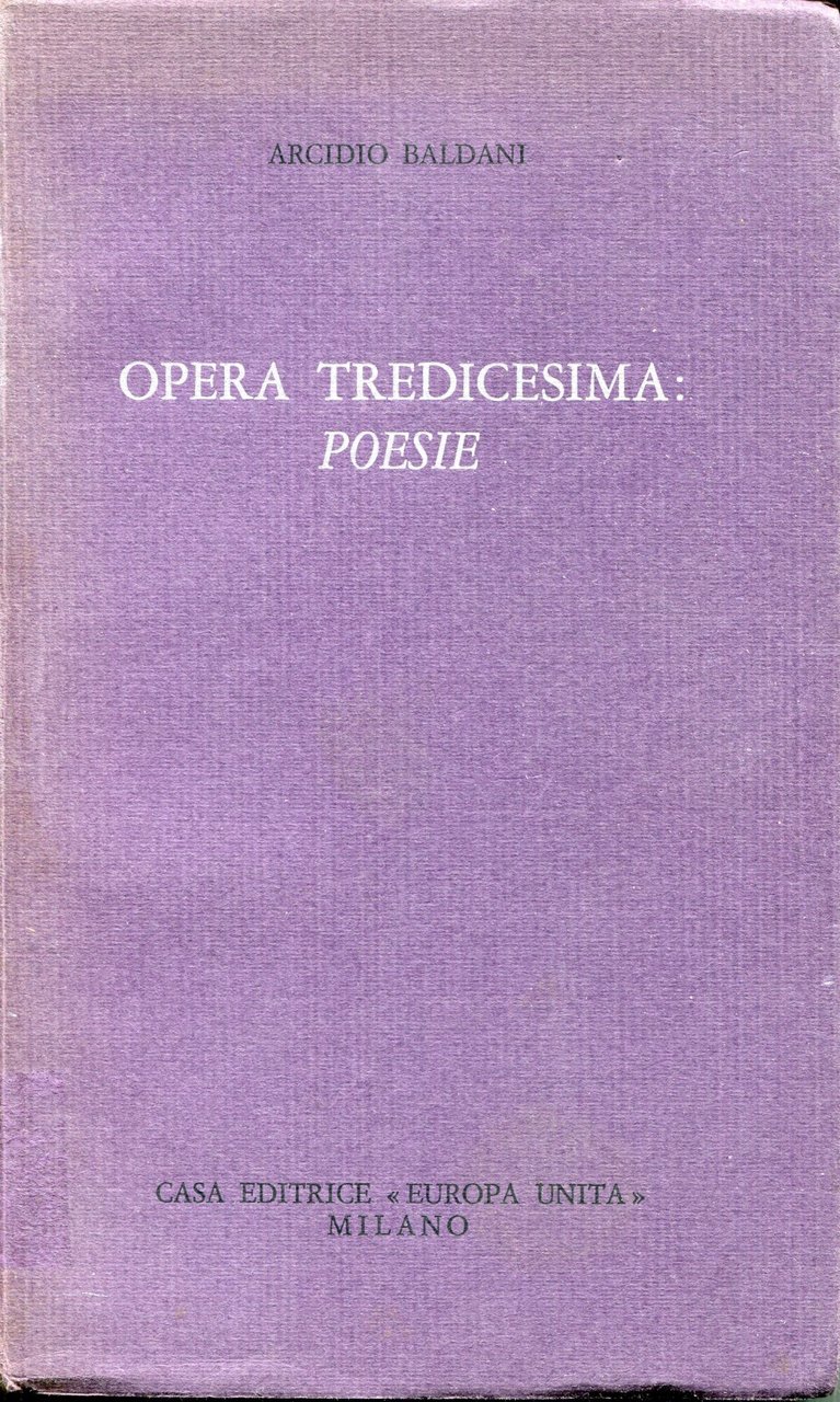 Opera tredicesima: poesi