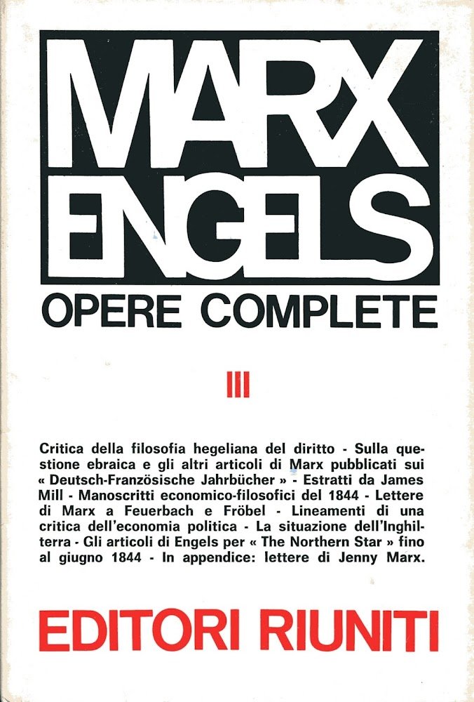 Opere complete III. Critica della filosofia hegeliana del diritto. Sulla … | Immagine principale