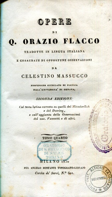Opere di Q. Orazio Flacco tradotte in lingua italiana e … | Immagine Gallery 2