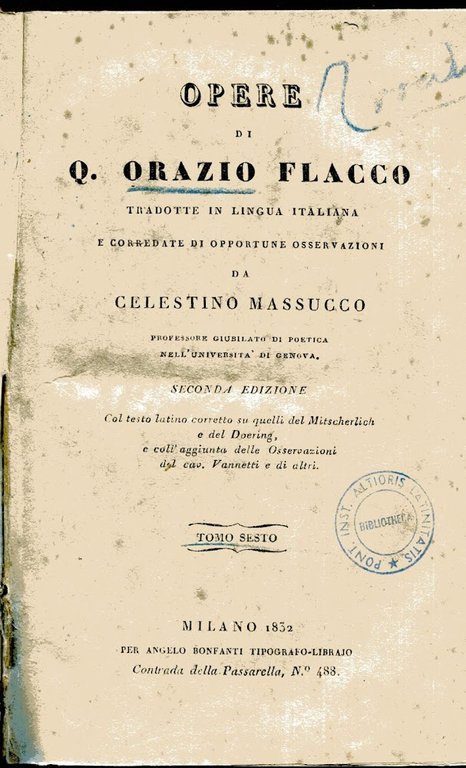 Opere di Q. Orazio Flacco tradotte in lingua italiana e … | Immagine Gallery 2