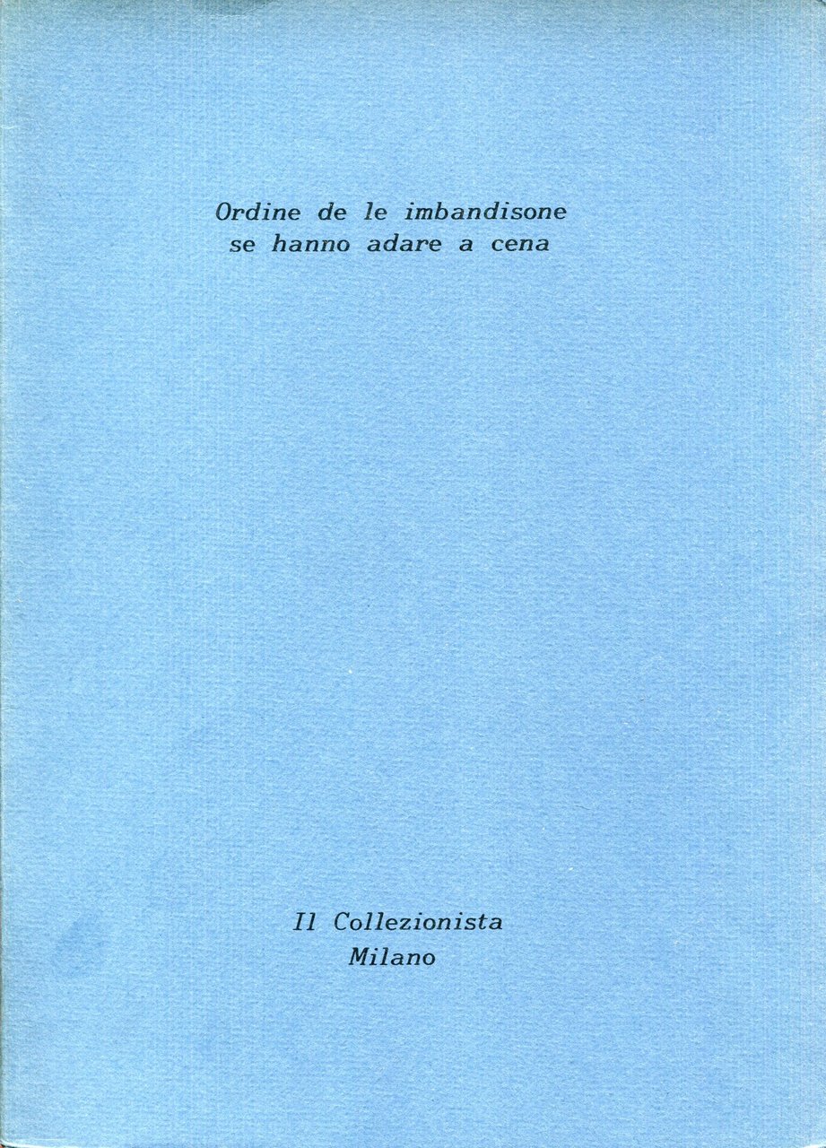 Ordine de le imbandisone se hanno adare a cena, facsimile … | Immagine principale