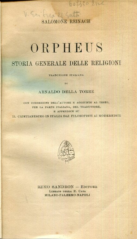 Orpheus : Storia generale delle religioni. Traduzione italiana di Arnaldo … | Immagine Gallery 4