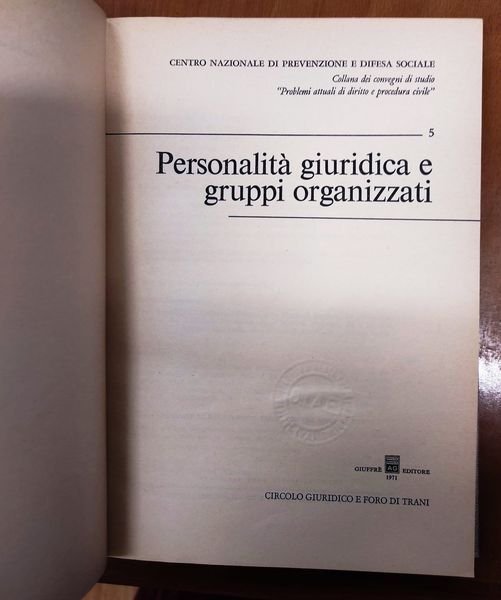 Personalita giuridica e gruppi organizzati