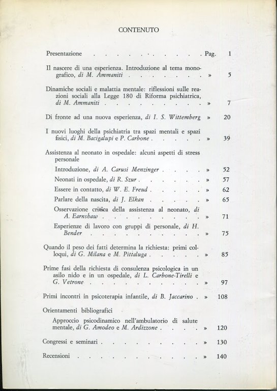 Prospettive psicoanalitiche nel lavoro istituzionale : semestrale numero uno millenovecentottantatre