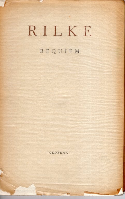 Requiem per un'amica. Per il conte Wolf Graf con Kalckreuth. …