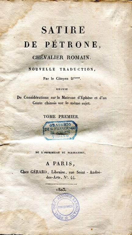 Satire de Pétrone, chevalier romain. Nouvelle traduction par le citoyen … | Immagine Gallery 2