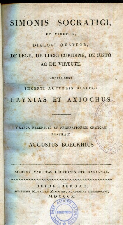 Simonis Socratici ut videtur, Dialogi quatuor, de lege, de lucri …