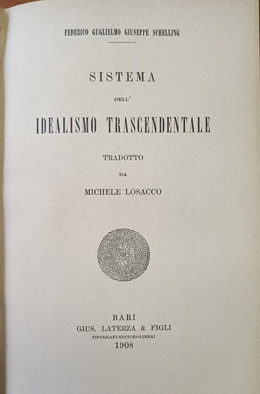 Sistema dell'idealismo trascendentale tradotto da Michele Losacco | Immagine Gallery 2