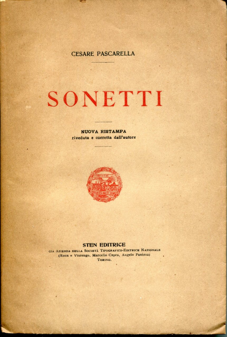 Sonetti. Nuova ristampa riveduta e corretta dall'autore | Immagine principale