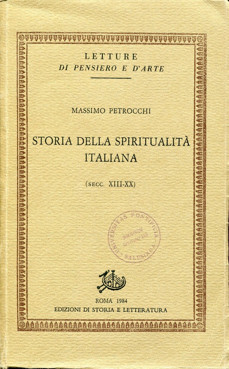 Storia della spiritualità italiana : secc. 13.-20.