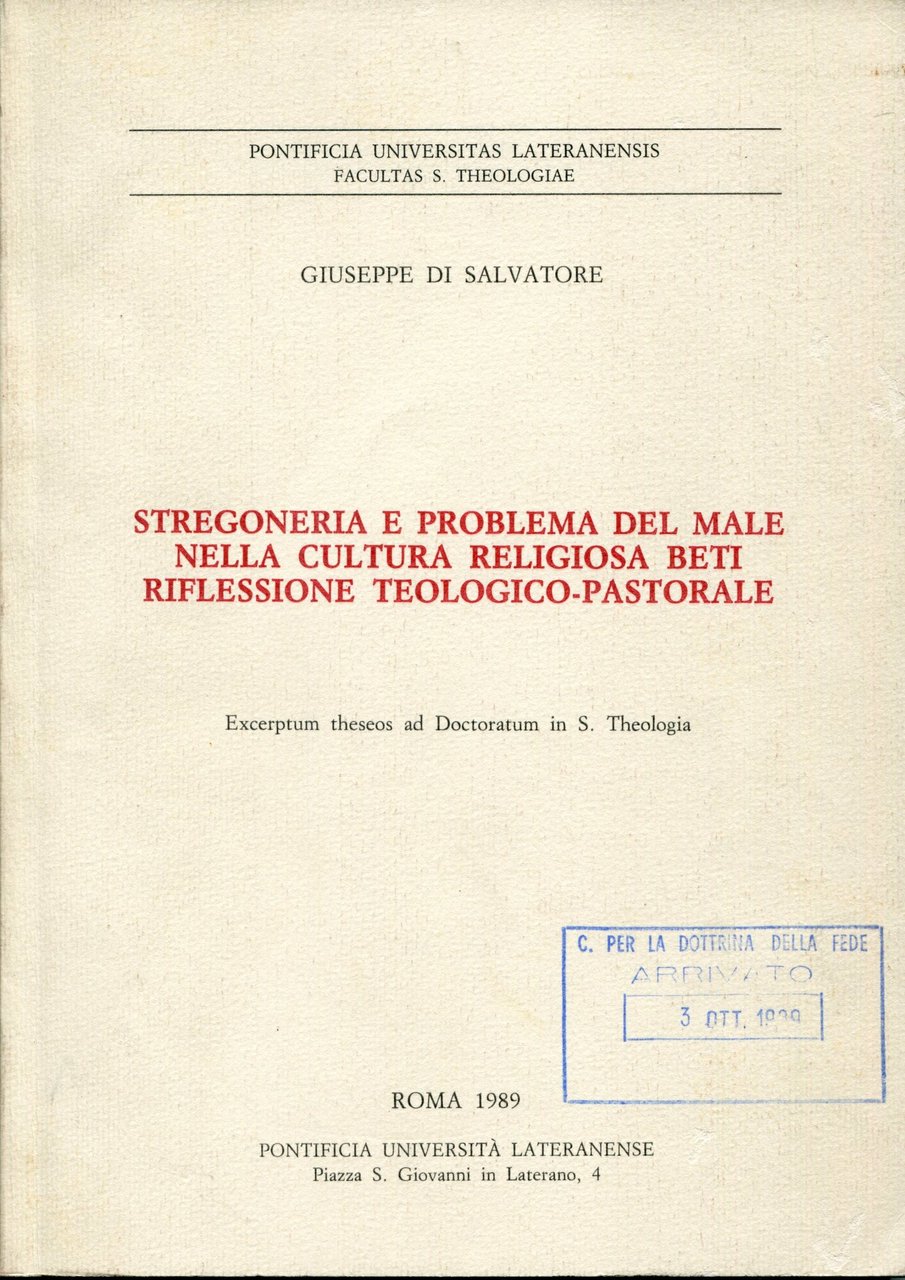 Stregoneria e problema del male nella cultura religiosa beti : …