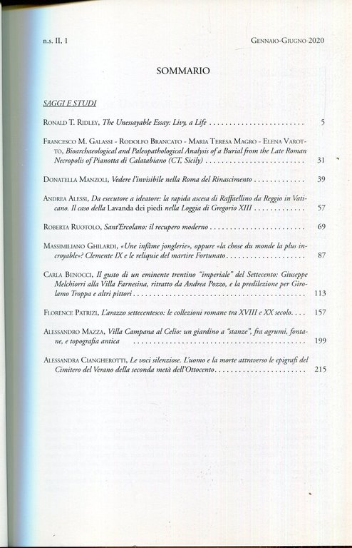 Studi Romani. Vol. II,1 - Gennaio - Giugno 2020 Rivista …