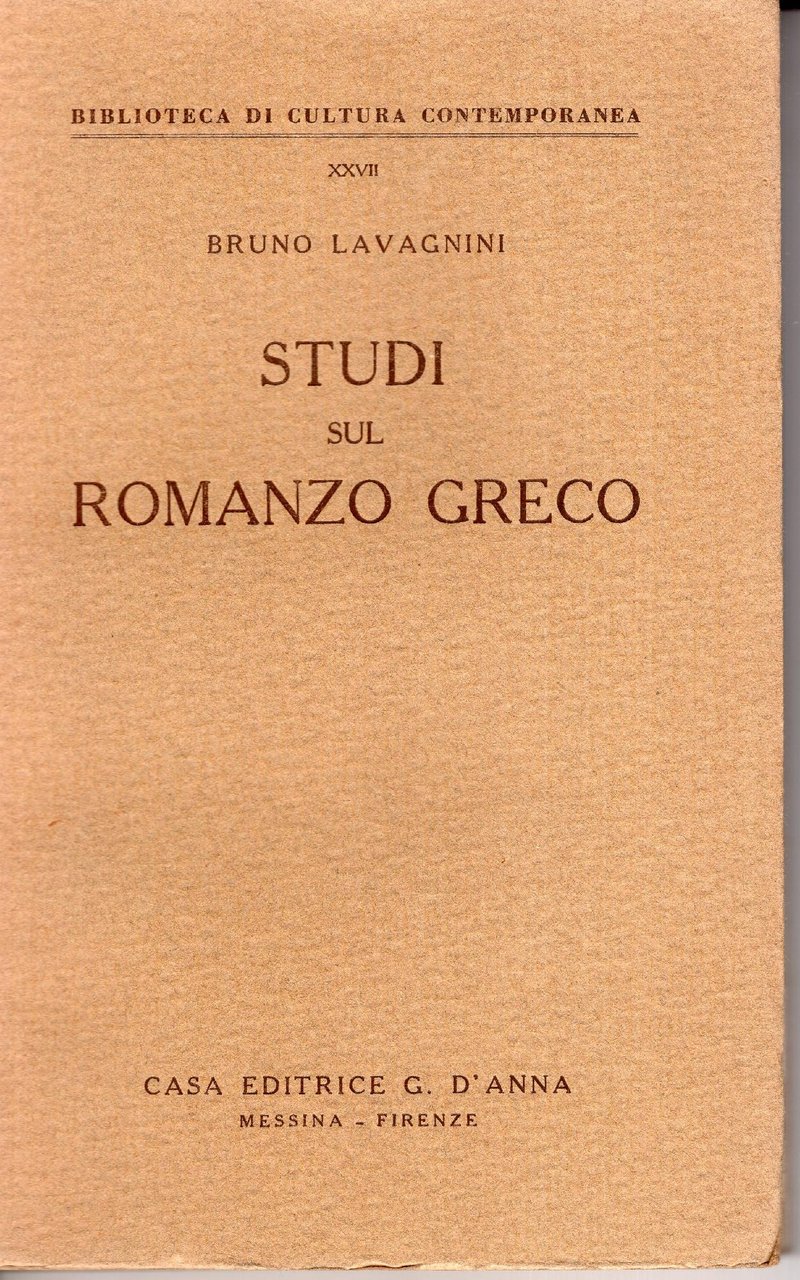 Studi sul romanzo greco