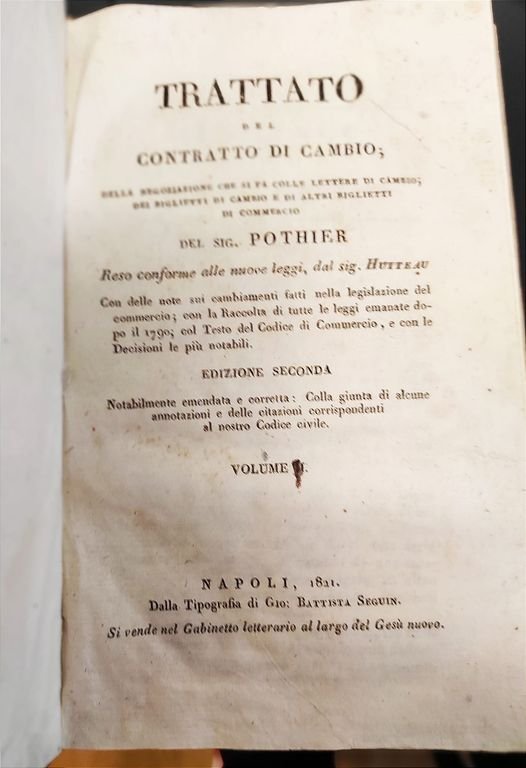 Trattato del contratto di cambio; della negoziazione che si fa …