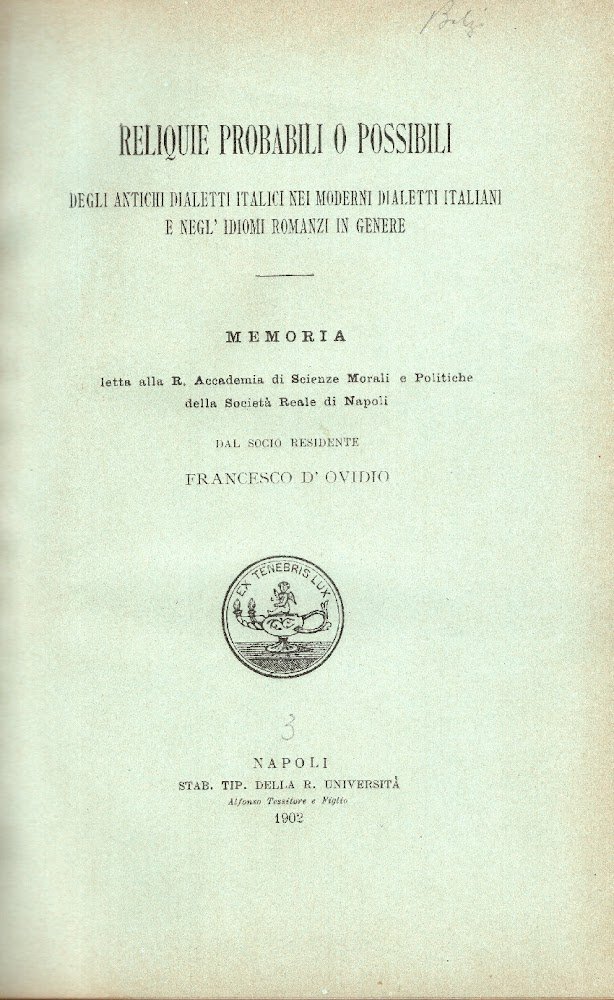 Tre noterelle etimologiche. Memoria lette alla R. Accedemia di Scienze … | Immagine principale