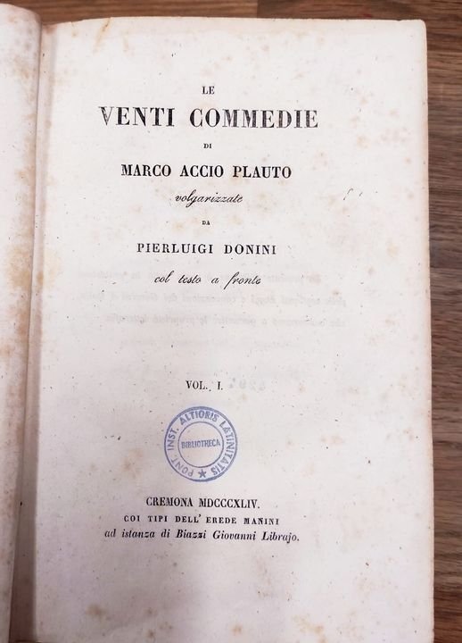 Venti commedie di Marco Accio Plauto, volgarizzate da Pierluigi Donini …