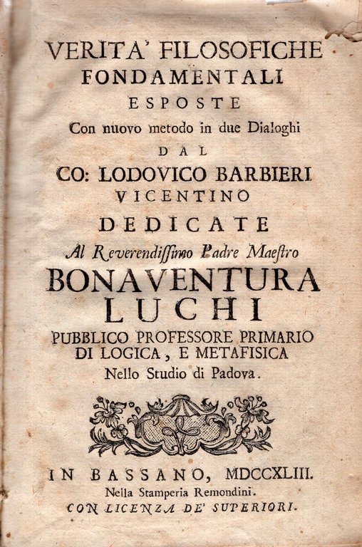 Verita filosofiche fondamentali esposte con nuovo metodo in due dialoghi …