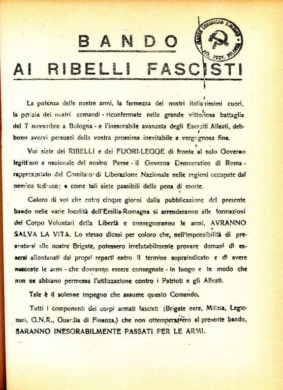 Volantini della Resistenza. Archivi I