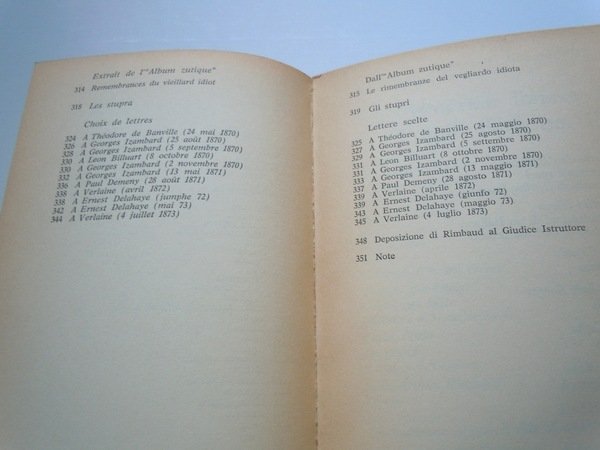 OEUVRES - OPERE POESIE ULTIMI VERSI UNA STAGIONE ALL'INFERNO ILLUMINAZIONI …
