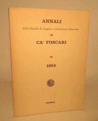 ANNALI DELLA FACOLTA' DI LINGUE E LETTERATURE STRANIERE DI CA' …