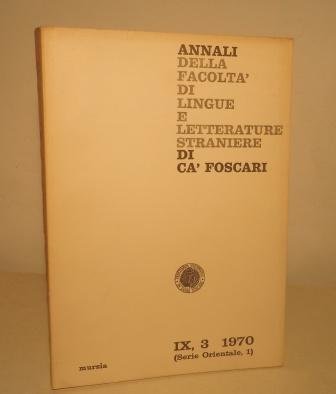 ANNALI DELLA FACOLTA' DI LINGUE E LETTERATURE STRANIERE DI CA' …
