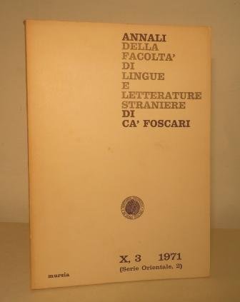 ANNALI DELLA FACOLTA' DI LINGUE E LETTERATURE STRANIERE DI CA' …