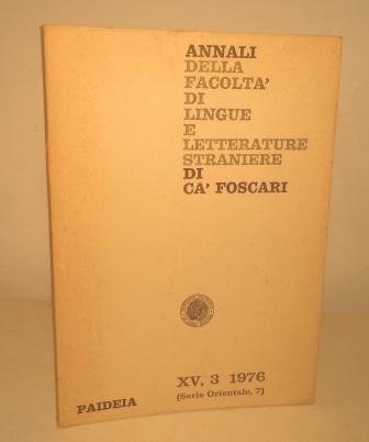 ANNALI DELLA FACOLTA' DI LINGUE E LETTERATURE STRANIERE DI CA' …