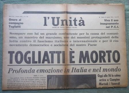 L'UNITA' - ORGANO DEL PARTITO COMUNISTA ITALIANO - 22 AGOSTO …