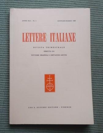 LETTERE ITALIANE - Rivista trimestrale diretta da Vittore Branca e …