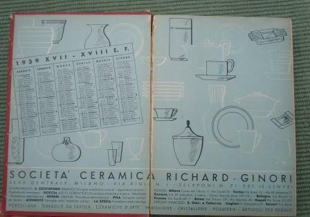 LIBRO DI CASA 1939 - OMAGGIO DELLA SOC. CERAMICA RICHARD …