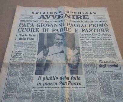 AVVENIRE - EDIZIONE SPECIALE DEL 28 AGOSTO 1978 - PAPA …
