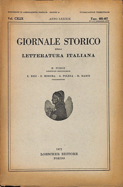 Giornale storico della letteratura italiana. Fasc. 466-467, 1972