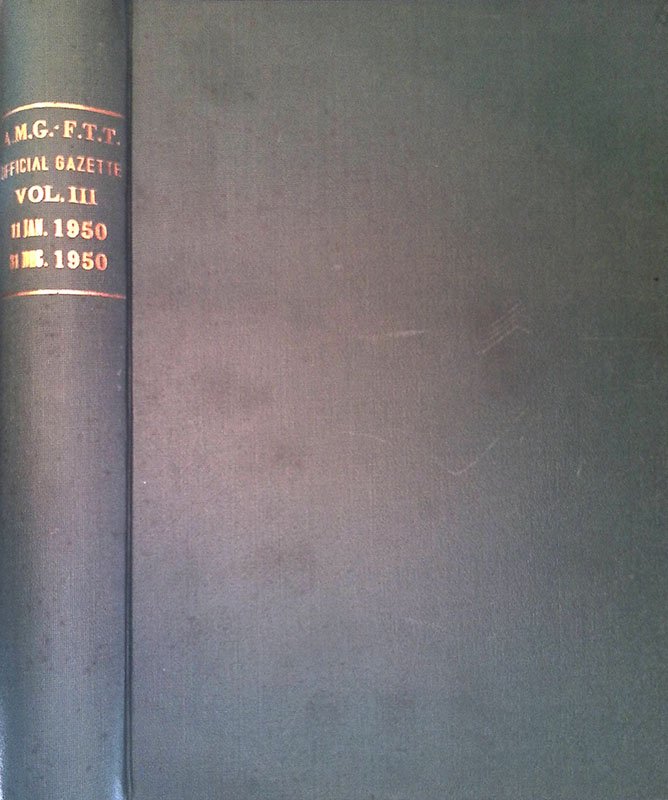 A.M.G.F.T.T. Analytical index to Official Gazette. Volume III N^ 1-36 | Immagine principale