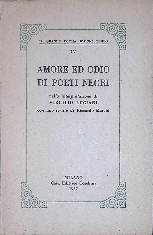 Amore ed odio di poeti negri nella interpretazione di Virgilio …
