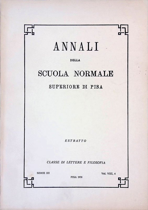 Annali della Scuola Normale Superiore di Pisa. Estratto Classe di …