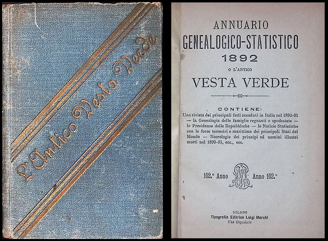 Annuario Genealogico-Statistico 1892 o l'Antico Vesta Verde