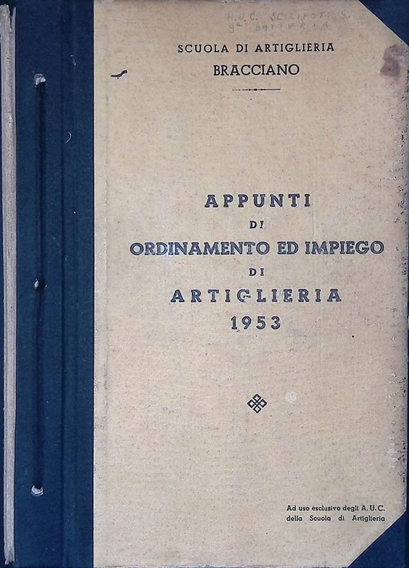 Appunti di ordinamento ed impiego di artiglieria 1953 | Immagine principale