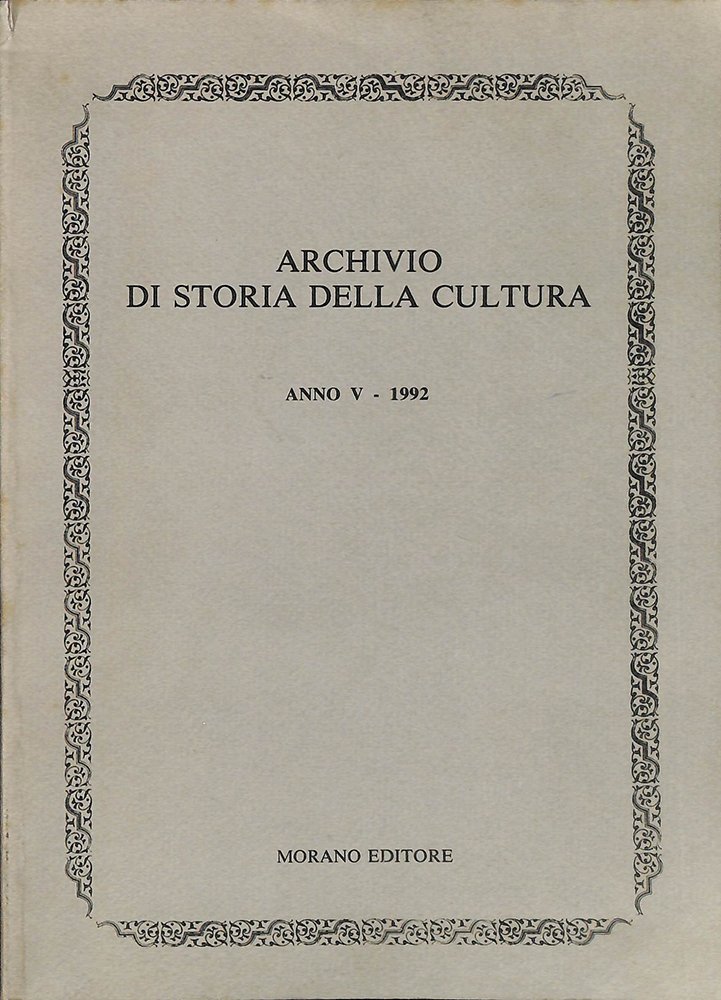 Archivio di storia della cultura. Anno V - 1992 | Immagine principale
