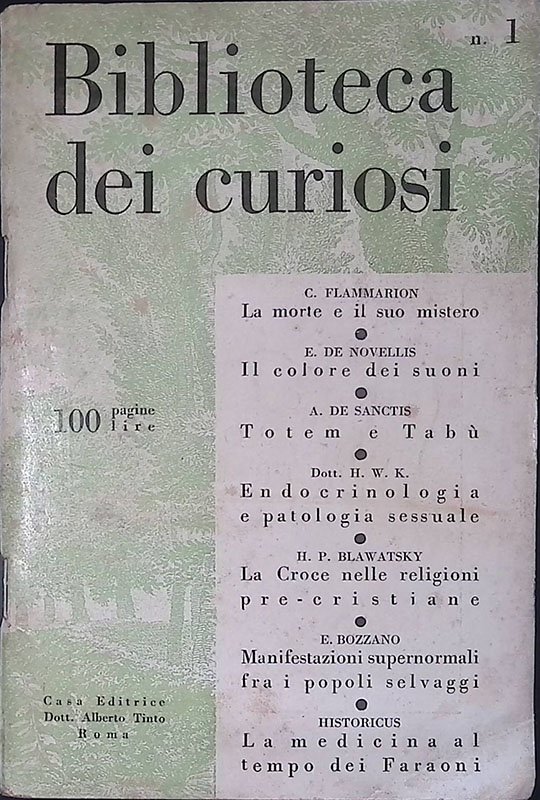 Biblioteca dei curiosi. Anno XXV Agosto 1949. N.1