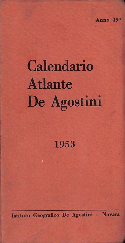 Calendario Atlante De Agostini 1953