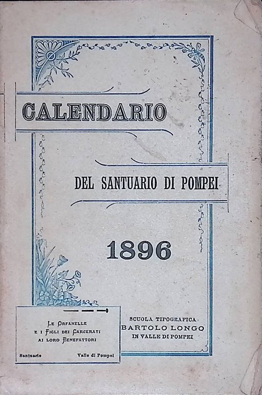 Calendario del Santuario di Pompei per l'anno 1896