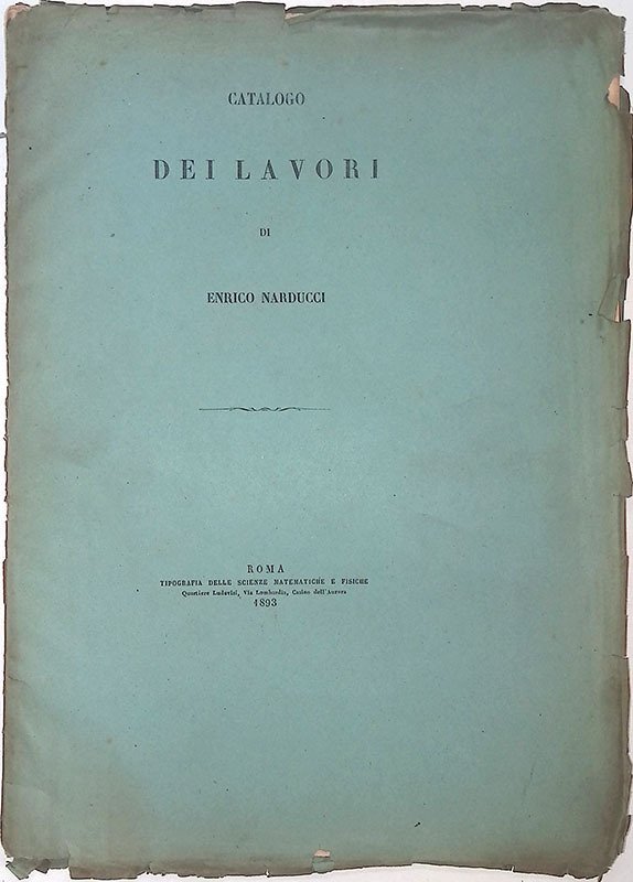 Catalogo dei lavori di Enrico Narducci