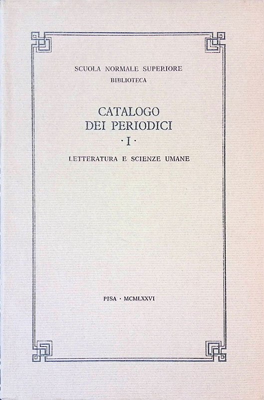 Catalogo dei periodici. Letteratura e scienze umane