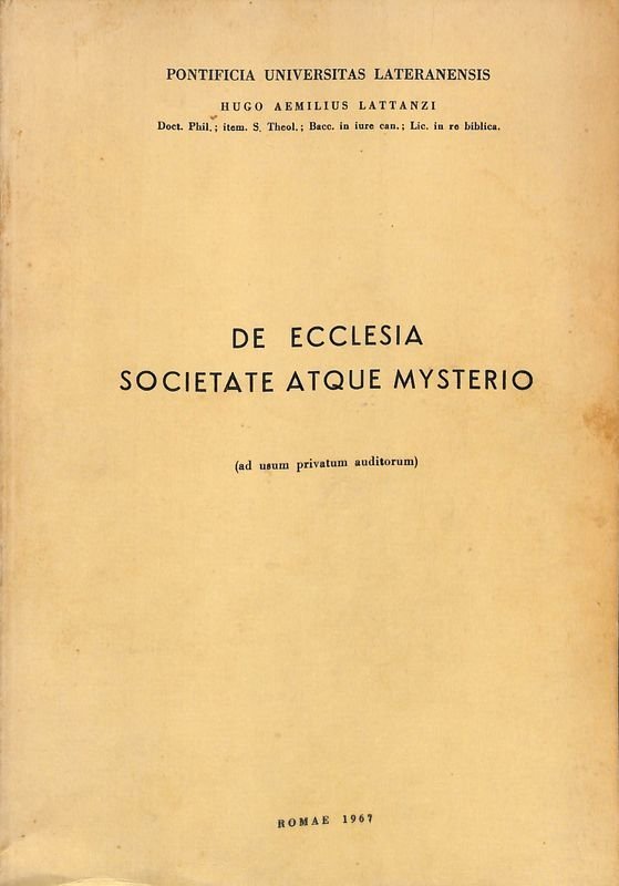 De ecclesia societate atque mysterio