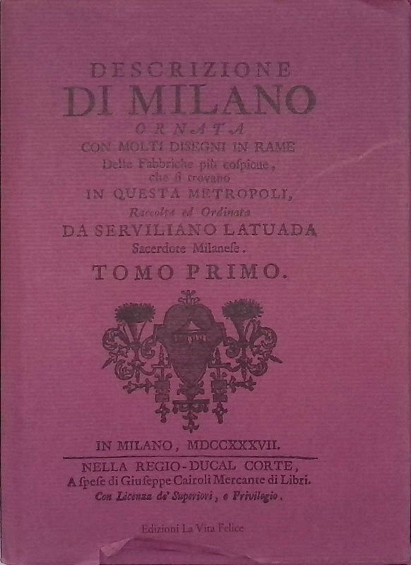 Descrizione di Milano. Tomo I | Immagine principale