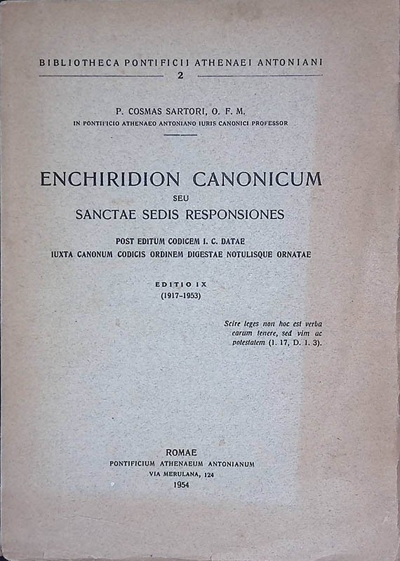 Enchiridion Canonicum. Seu Sanctae Sedis responsiones post editum codicem I. … | Immagine principale