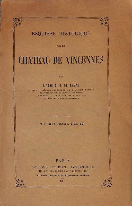 Esquisse historique sur le Chateau de Vincennes | Immagine principale