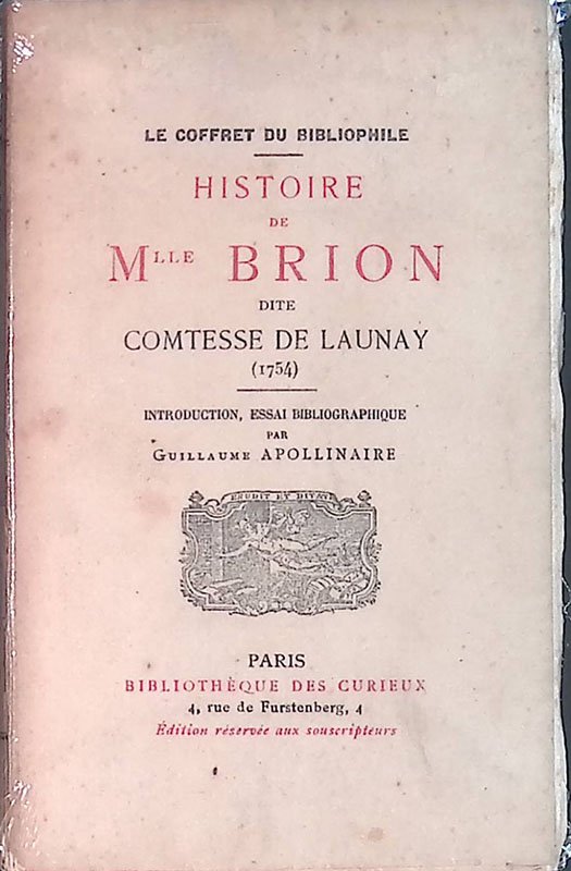 Histoire de M.lle Brion dite Comtesse de Launay